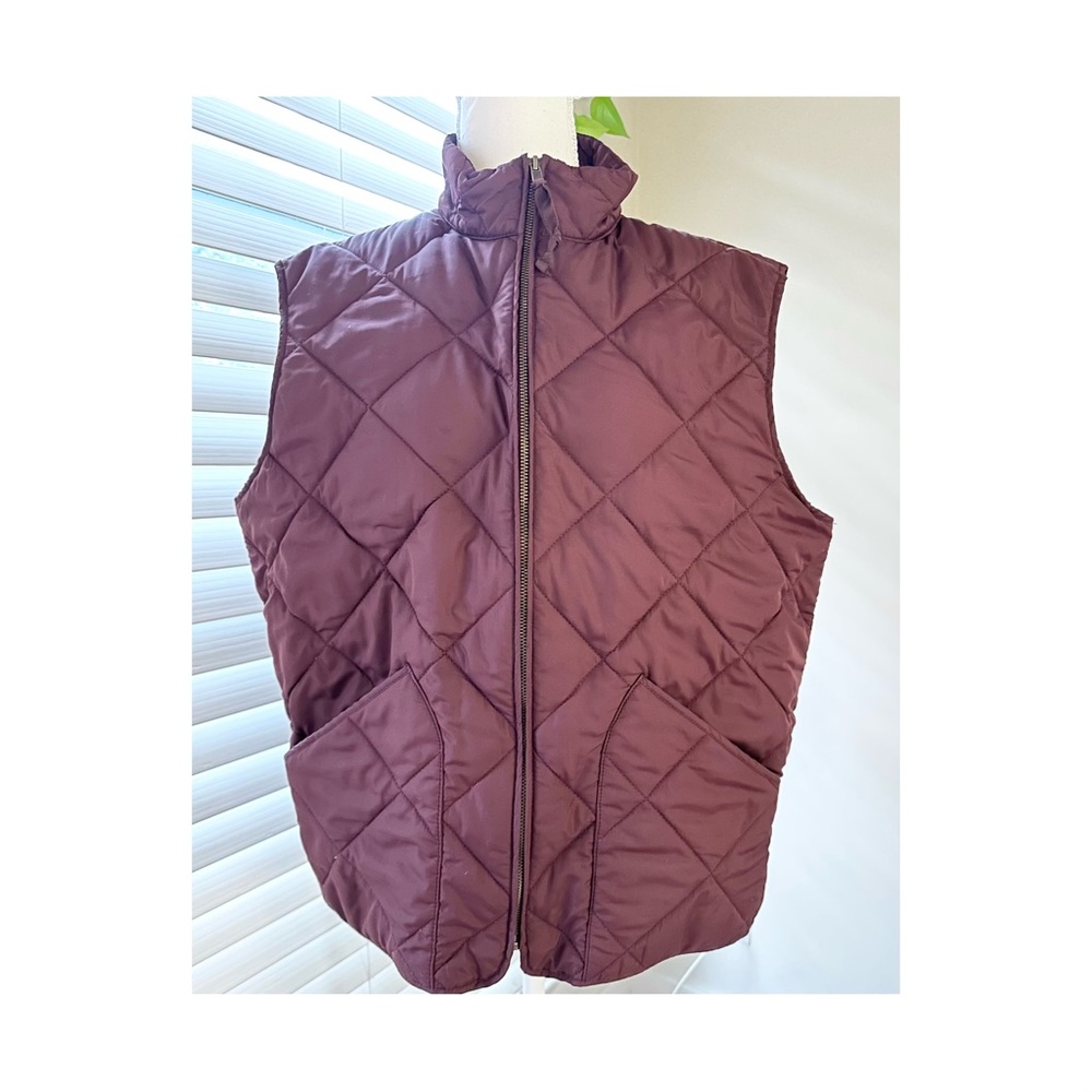 J. Crew Quilted Vest in Burgundy and Tan - Picture 1 of 7